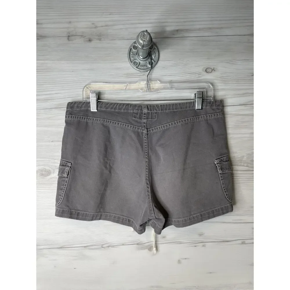 Angels Cargo Shorts Womens Size 7 Gray Cotton Utility Drawstring Zip Fly Pockets